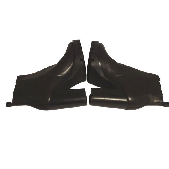 Antonio Melani Black Leather Chunky Lug Block Heel Chelsea Boots Women Size 9 M - Picture 5 of 9